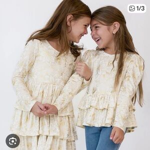 Little Sleepies - Gold Floral Pointsetta Dress - 2T